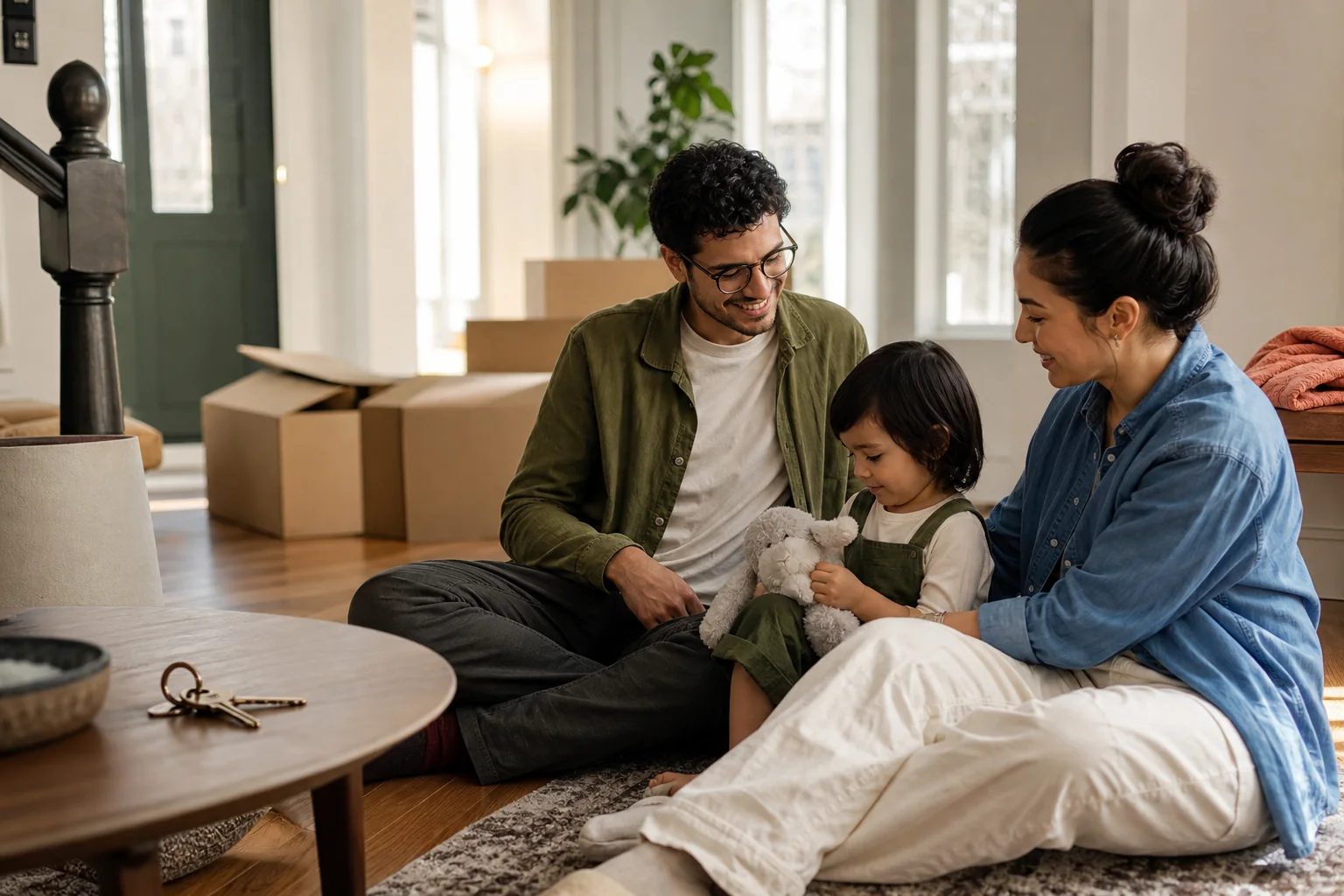 A young family settling into their home
